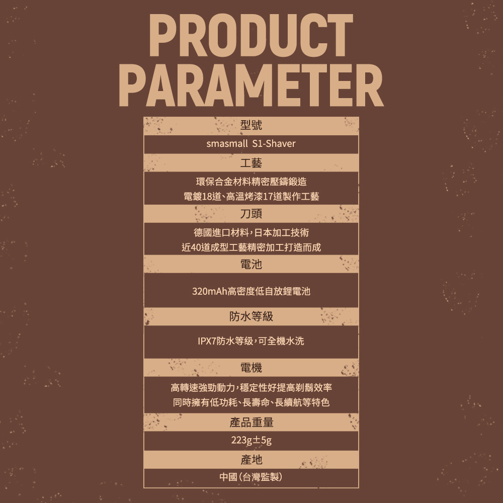 產品規格 一目了然
